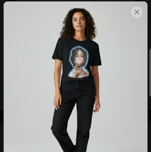 Black Graphic T-Shirt with Bubblegum Print